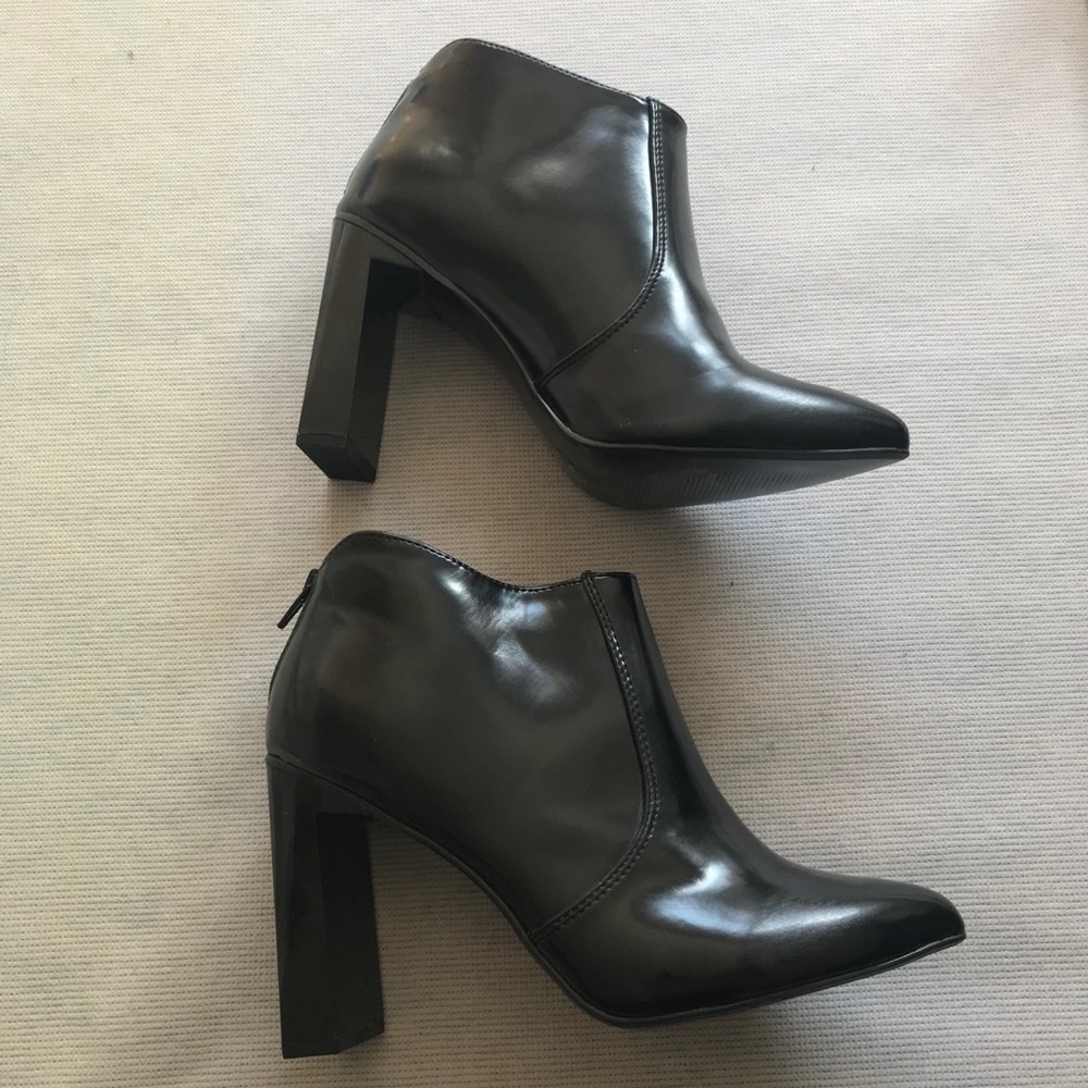 Black Chunky Heeled Ankle Boots